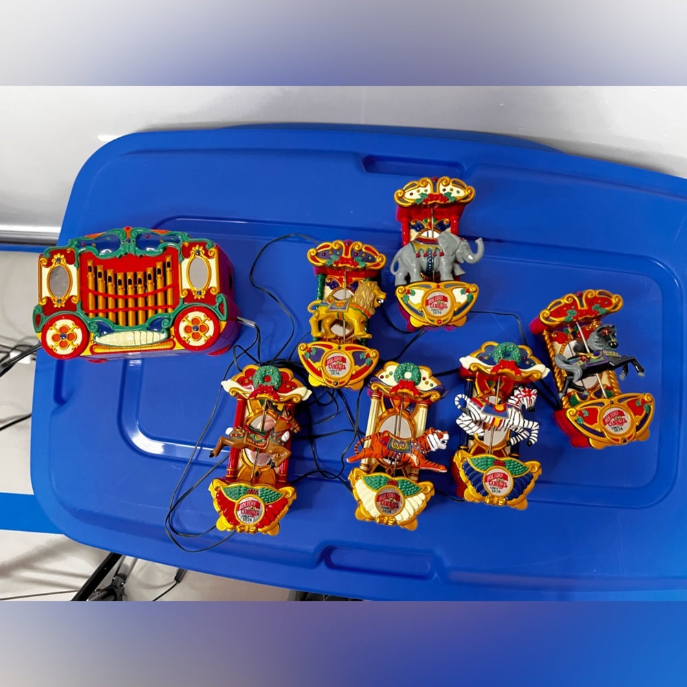 Mr. Christmas Vintage Animated Musical Carousel Set Complete Working Animal Set